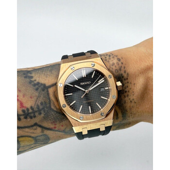 Custom Seiko Mod • Black Rose Gold AP on rubber strap • 41mm